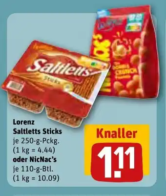 REWE Center Lorenz Saltletts Sticks je 250-g-Pckg. oder NicNac's je 110-g-Btl. Angebot