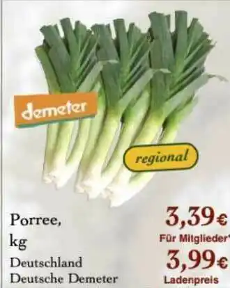 LPG Biomarkt Porree Demeter Angebot