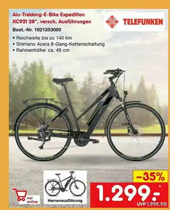 Netto Marken-Discount Telefunken Alu-trekking-e-bike Expedition Xc921 28 Angebot