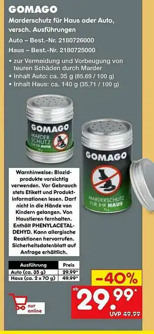 Netto Marken-Discount Gomago Marderschutz Für Haus Oder Auto Angebot