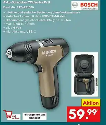 Netto Marken-Discount Bosch Akku-schrauber Youseries Drill Angebot