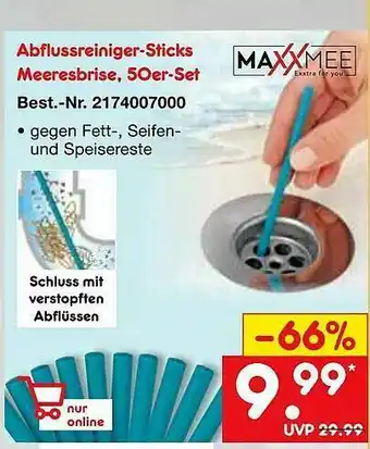 Netto Marken-Discount Maxxmee Abflussreiniger-sticks Meeresbrise 50er-set Angebot