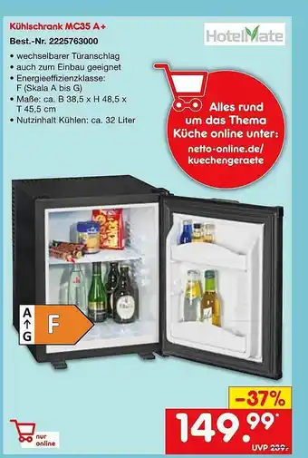 Netto Marken-Discount Hotelmate Kühlschrank Mc35 A+ Angebot