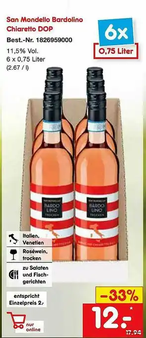 Netto Marken-Discount San Mondello Bardolino Chiaretto Dop Angebot