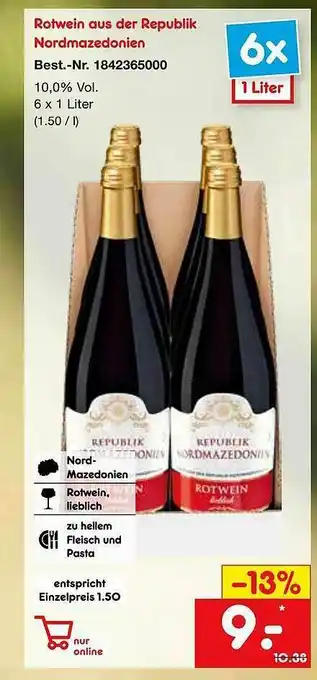 Netto Marken-Discount Rotwein Aus Der Republik Nordmazedonien Angebot