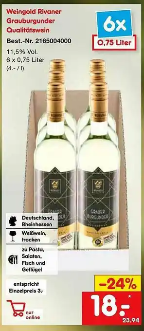 Netto Marken-Discount Weingold Rivaner Grauburgunder Qualitätswein Angebot