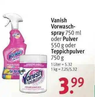 Rossmann Vanish Vorwaschspray Oder Teppichpulver Angebot