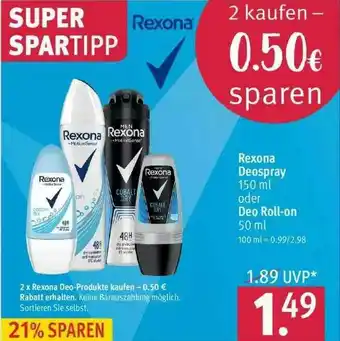 Rossmann Rexona Deospray Oder Deo Roll-on Angebot