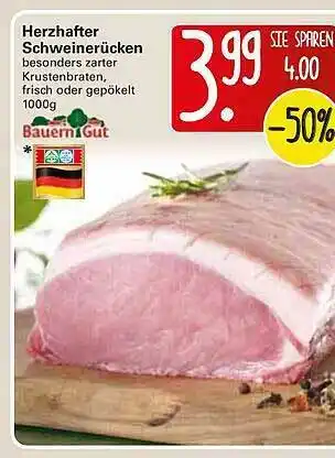 WEZ Herzhafter Schweinerücken Bauern Gut Angebot