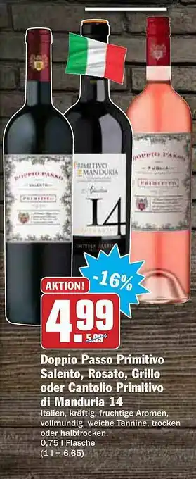 AEZ Doppio Passo Primitivo Salento, Rosato, Grillo Oder Cantolio Primitivo Di Manduria 14 Angebot