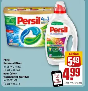 REWE Center Persil Universal Discs je 16-WL-Pckg. oder Colorwaschmittel Kraft Gel je 20-WL-Fl. Angebot