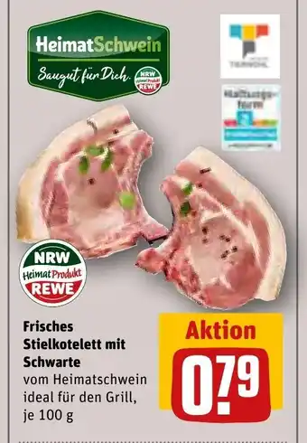 REWE Center HeimatSchwein Frisches Stielkotelett mit Schwarte je 100 g Angebot