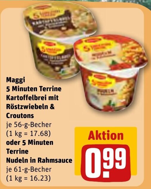 Maggi 5 Minuten Terrine Kartoffelbrei mit Röstzwiebeln & Croutons je 56gBecher oder 5 Minuten