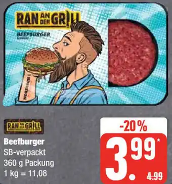 Edeka Ran an den Grill Beefburger 360 g Packung Angebot