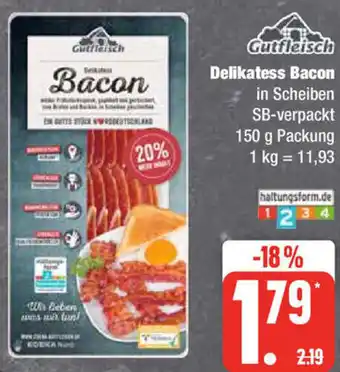 Edeka Gutfleisch Delikatess Bacon 150 g Packung Angebot