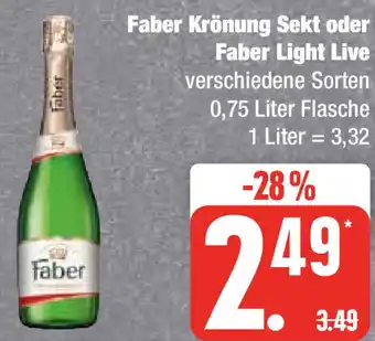 Edeka Faber Krönung Sekt oder Faber Light Live 0,75 Liter Flasche Angebot