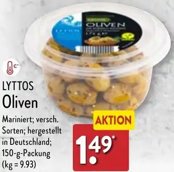 Aldi Nord LYTTOS Oliven 150 g Packung Angebot