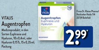 Aldi Nord VITALIS Augentropfen Angebot