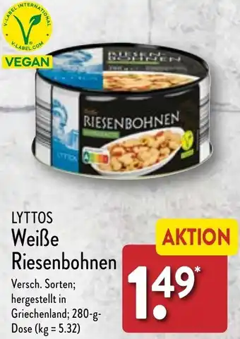 Aldi Nord LYTTOS Weiße Riesenbohnen 280 g Dose Angebot