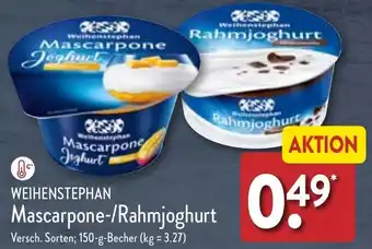 Aldi Nord WEIHENSTEPHAN Mascarpone-/Rahmjoghurt 150 g Becher Angebot