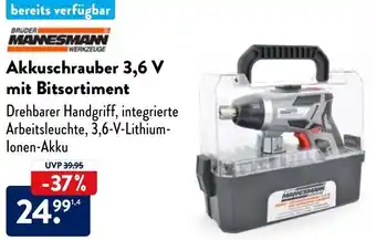 Aldi Nord BRUDER MANESMAN Akkuschrauber 3,6 V mit Bitsortiment Angebot