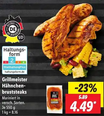 Lidl Grillmeister Hähnchenbruststeaks 550 g Angebot