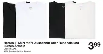 Zeeman Herren T-Shirt mit V-Ausschnitt oder Rundhals und kurzen ärmeln Angebot