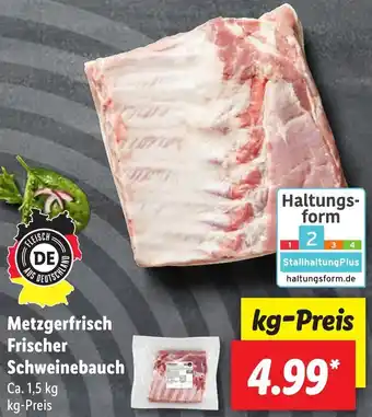 Lidl Metzgerfrisch Frischer Schweinebauch Ca. 1,5 kg Angebot