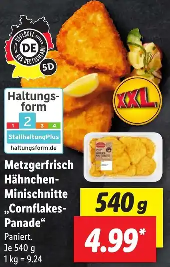 Lidl Metzgerfrisch Hähnchen Minischnitte ,,Cornflakes- Panade" 540 g Angebot