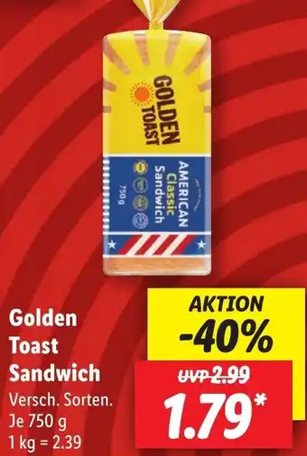 Lidl Golden Toast Sandwich 750 g Angebot