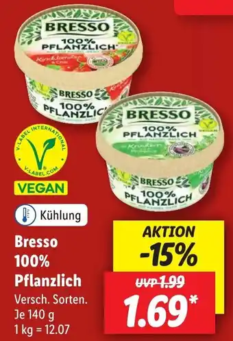 Lidl Bresso 100% Pflanzlich 140 g Angebot