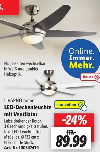 Lidl LIVARNO home LED-Deckenleuchte mit Ventilator Angebot