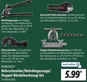 Lidl PARKSIDE Rohrschneider/Rohrbiegezange/ Doppel-Bördelwerkzeug-Set Angebot