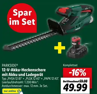 Lidl PARKSIDEⓇ 12-V-Akku-Heckenschere mit Akku und Ladegerät Angebot