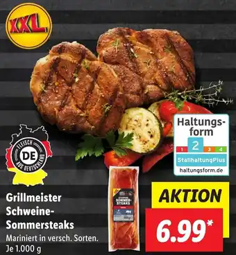 Lidl Grillmeister Schweine-Sommersteaks 1.000 g Angebot