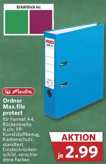 Combi Herlitz Ordner Max.file protect Angebot