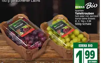 Edeka Edeka Bio Tafeltrauben hell oder rot 500g Angebot