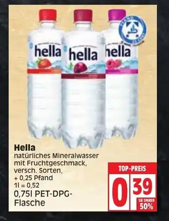 Edeka Hella natürliches Mineralwasser 0,75L Angebot