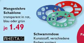 Kaufhaus Gassmann RHEITA Mengenlehre Schablone Angebot
