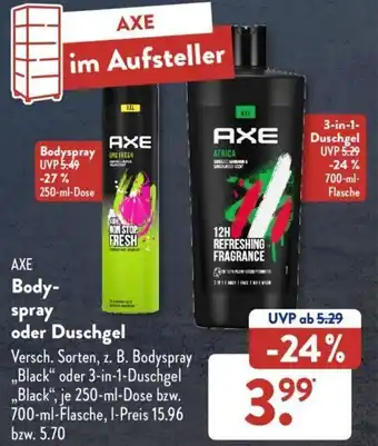 Aldi Süd Axe Bodyspray oder Duschgel Angebot