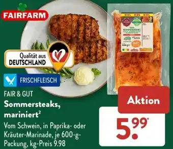 Aldi Süd FAIR & GUT Sommersteaks, mariniert 600 g Packung Angebot