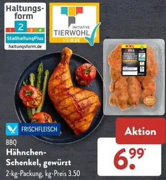 Aldi Süd BBQ Hähnchen- Schenkel, gewürzt 2-kg-Packung Angebot