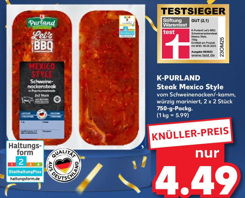 KPURLAND Steak Mexico Style 750 g Packg. Angebot bei Kaufland