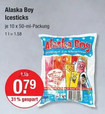 V Markt Alaska Boy Icesticks je 10 x 50-ml-Packung Angebot