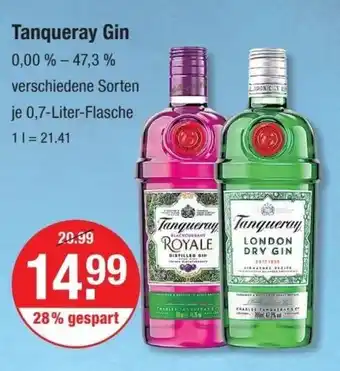 V Markt Tanqueray Gin je 0,7-Liter-Flasche Angebot