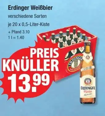 V Markt Erdinger Weißbier je 20 x 0,5-Liter-Kiste Angebot