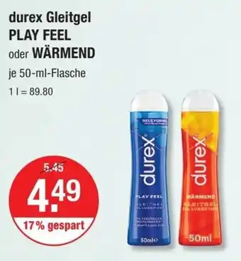 V Markt durex Gleitgel PLAY FEEL oder WÄRMEND je 50-ml-Flasche Angebot