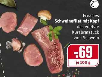 REWE Frisches Schweinefilet mit Kopf 100 g Angebot