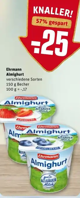 REWE Ehrmann Almighurt 150 g Becher Angebot