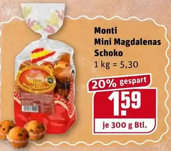 REWE Monte Mini Magdalenas Schoko 300g Btl. Angebot